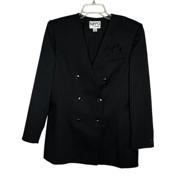 Vintage NYPD Direct‎ Double Breasted Black Blazer - Picture 1 of 7